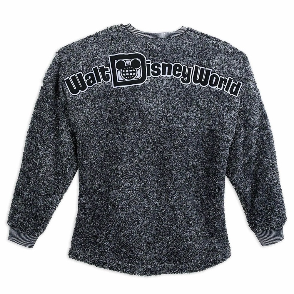 Disney Charcoal Women's Crew Neck Sweater Fuzzy Sherpa Spirit Jersey